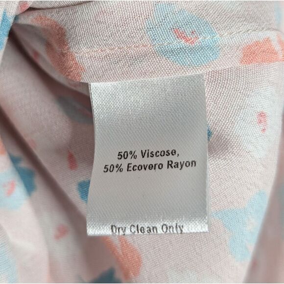 Tucker NYC Juliette Dress Blush Mint Poppies Micro in Viscose Crepe Floral Midi - Picture 7 of 10